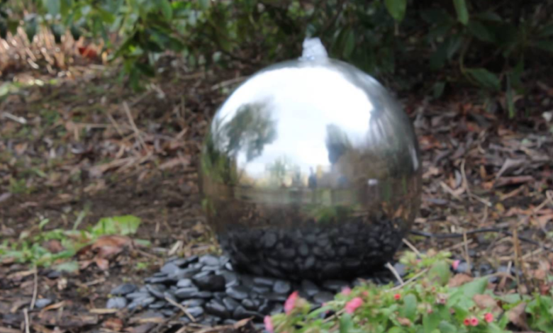 Sleek Stainless Steel Sphere Water Features for Your Outdoors